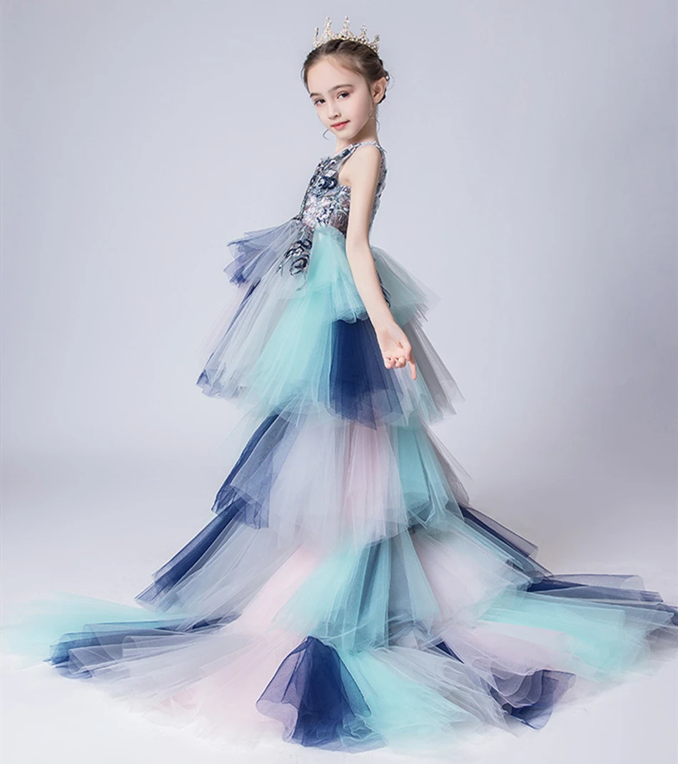 Прицеп Цветочное платье для девочек трапециевидной формы детей принцессы