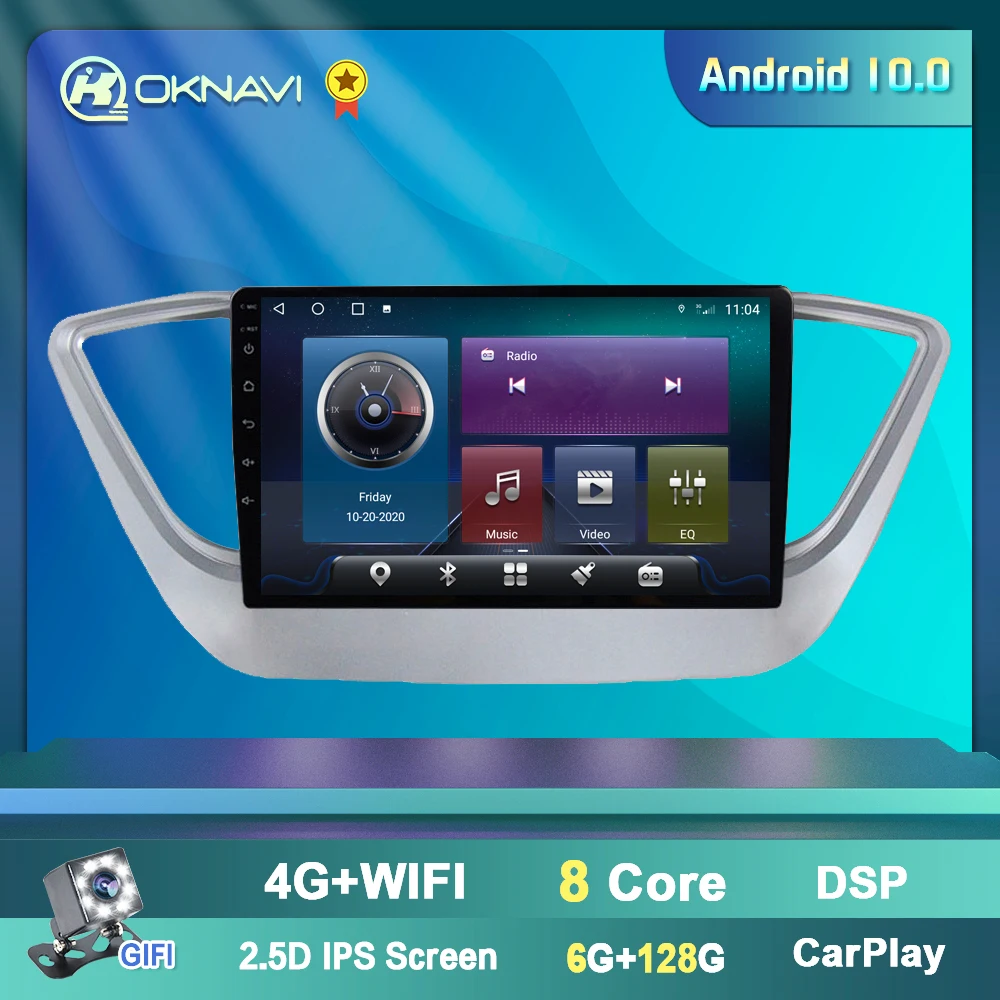 OKNAVI для Hyundai Solaris Verna 2012 2013 2017 2018 Android 10 0 мультимедийный плеер Автомагнитола GPS