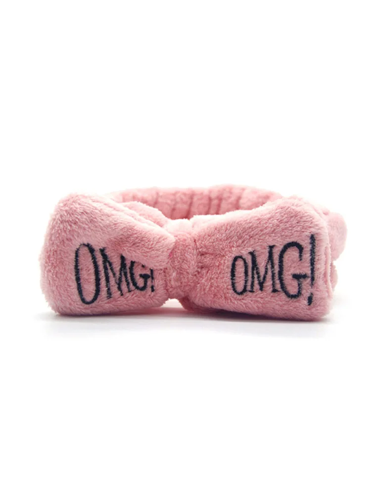Письмо "OMG" коралловый флис мягкий бант повязки для женщин девочек милый держатель волос повязки для волос аксессуары для волос. w - Цвет: HP