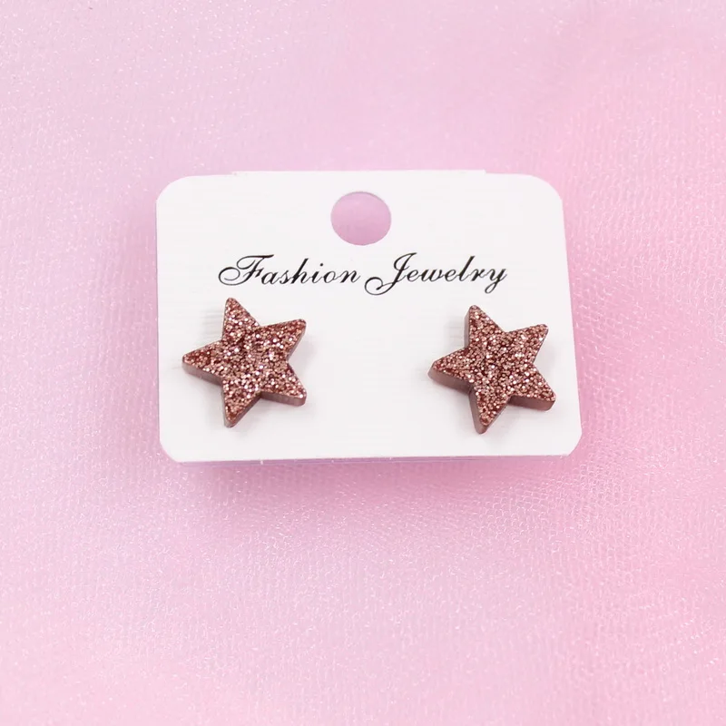 brown glitter-12mm 12 мм блестящие акриловые серьги-гвоздики Имбирная звезда олень индейка снежинки Рождественские серьги-гвоздики серьги без аллергии-ST-1 - Окраска металла: brown glitter-12mm