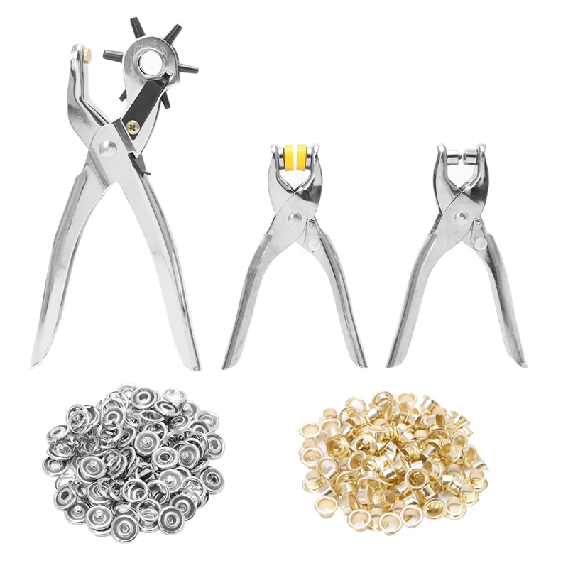 

3Pcs/Set Leather Hole Punch Repair Tool Eyelets Grommets + Pliers Kit E56C