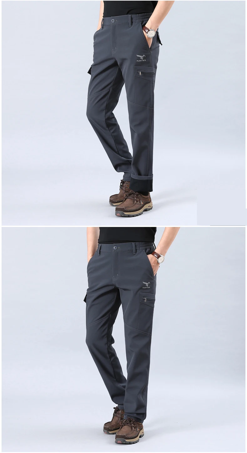 M-4XL Men's Fleece Pants Hiking Pants Men Winter Trekking Fishing Pants, Waterproof Trekking Trousers, Tactical Winter Pants