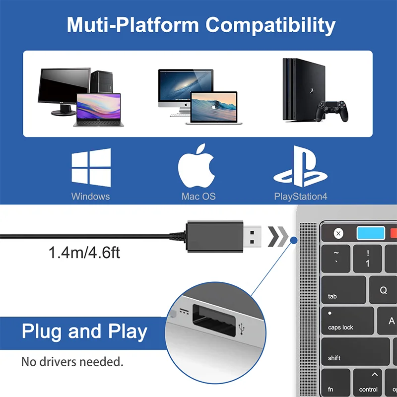 XIAOKOA PC микрофон для компьютера настольный с светодиодный сенсорным и USB