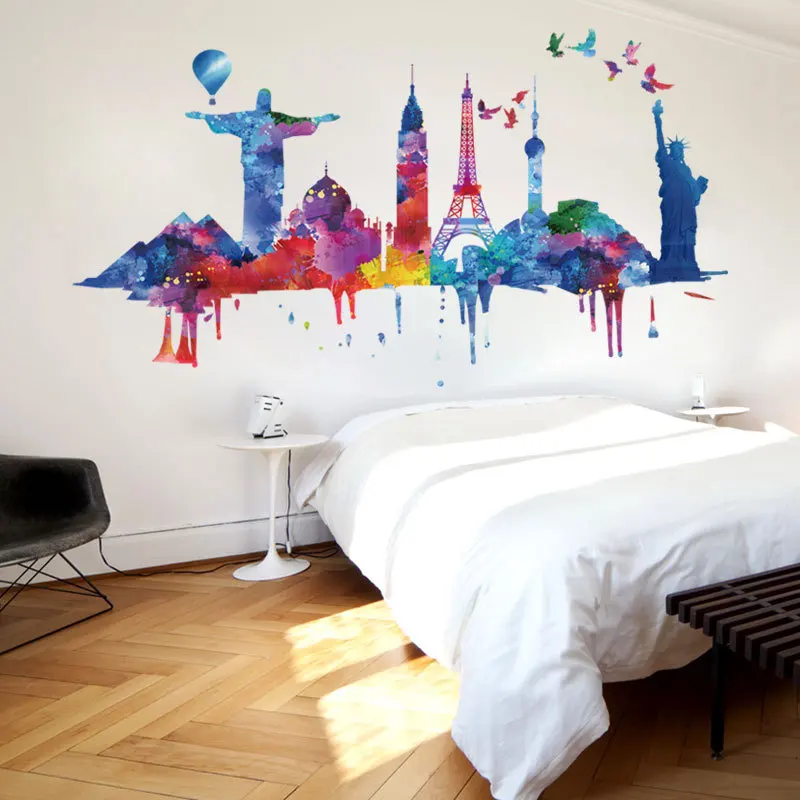 Новая наклейка на стену для строительства домашний декор гостиная спальня