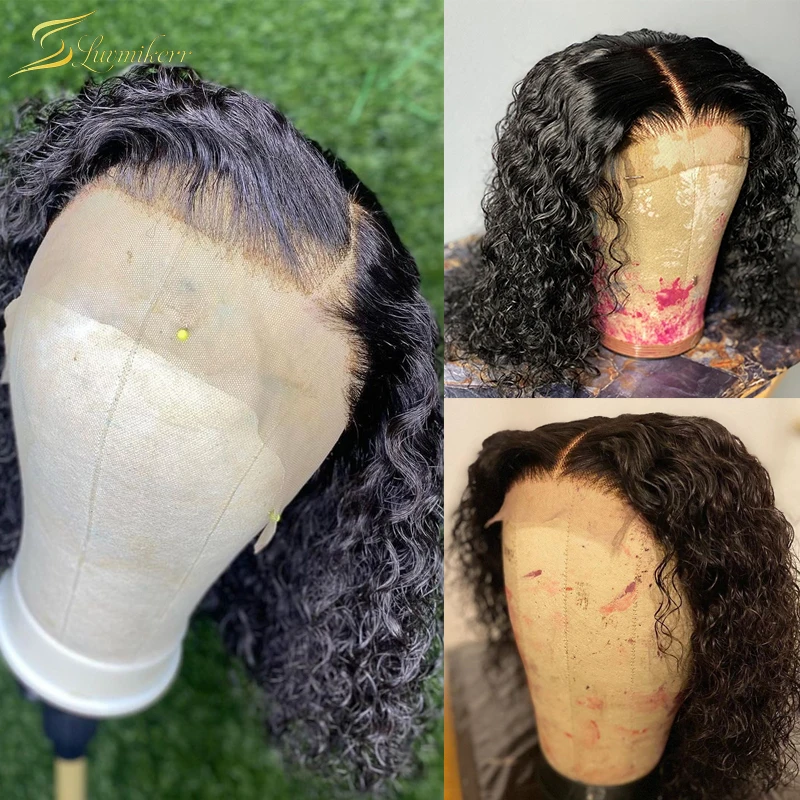 

13x 6 кружевной передний парик, короткий женский парик, вьющиеся человеческие волосы 4x4, парик с кружевной застежкой, фронтальный парик с глуб...