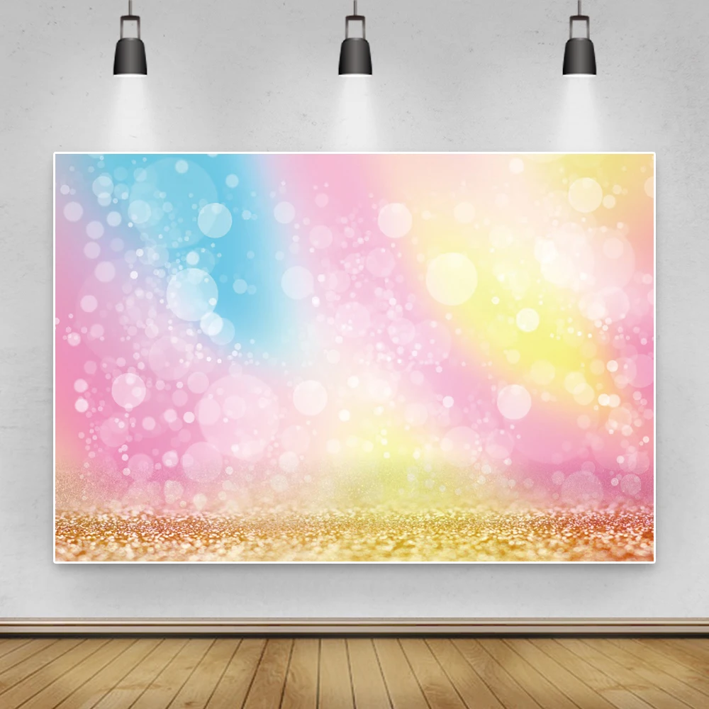 

Laeacco Light Bokeh Rainbow Colors Dreamy Portrait Backdrops Photography Backgrounds Baby Shower Birthday Wedding Photophone