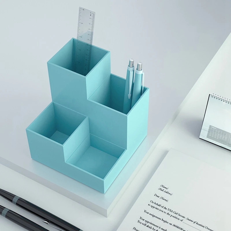 

Office Plastic Pen Holder, Multi-Function Desktop Storage Box, Desk Top 4-Layer Classification Storage Container