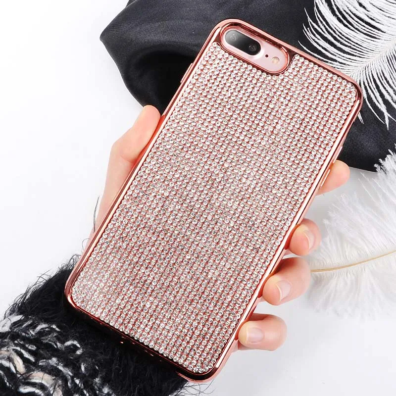 Rose Gold Блестящие стразы чехол для iphone 11 XS Max XR X чехол для iphone 6s 6 8 7 plus X 11 Pro Max чехол модный блестящий мягкий чехол s - Цвет: Rose Gold