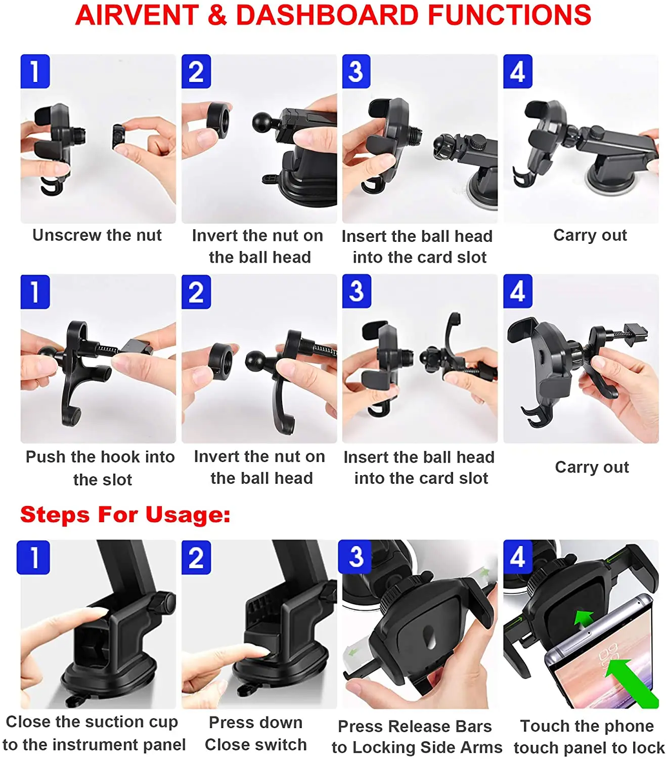 

Car Phone Holder for IPhone 12 Pro Max 11 X XR XS Max Phone Holder for Dashboard Ventilation Windshield Super Suction Holder
