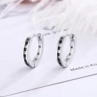 womens new fashion round circle hoop earrings black zircon inlaid hollow huggies female charming earring accessories jewelry