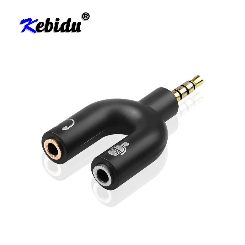 Kebidu 3 5 мм U-образный стерео сплиттер аудио штекер наушники гарнитура + микрофон