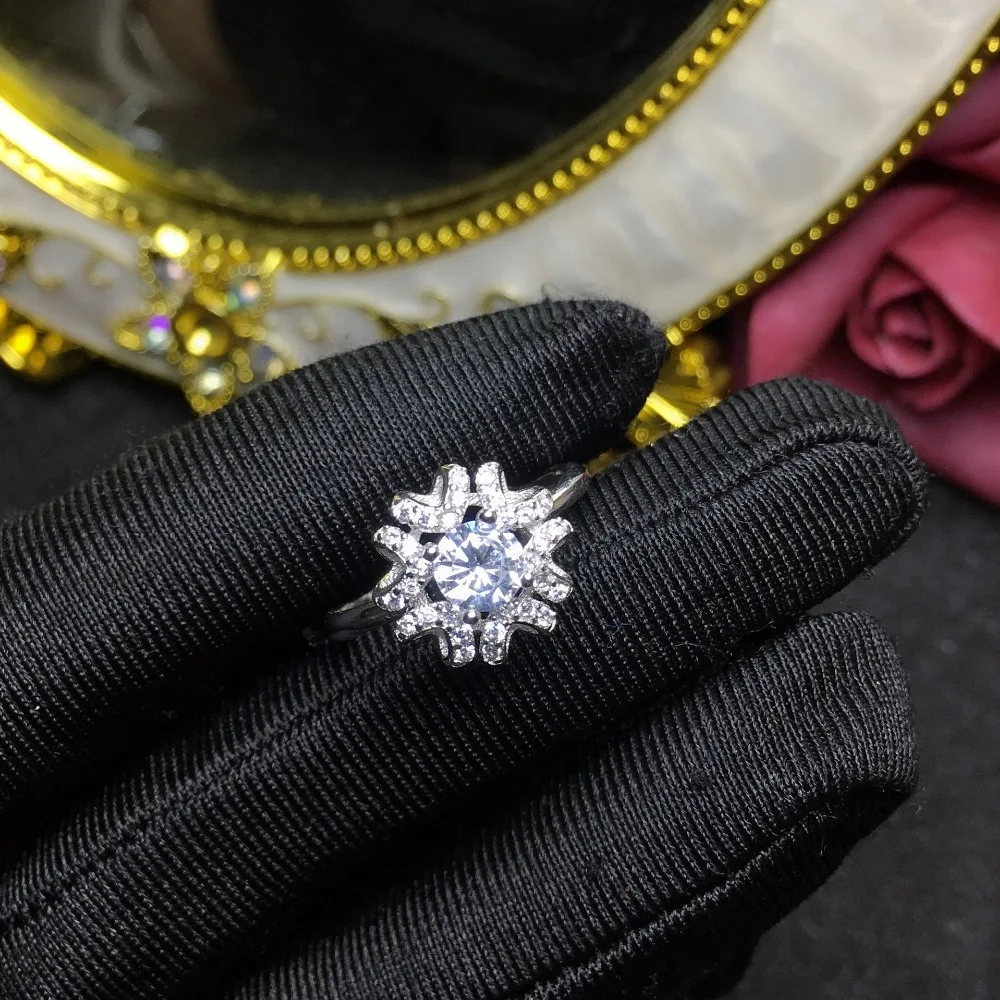 Круглое серебряное кольцо Moissanite 1.00ct D VVS роскошное свадебное кольцо Moissanite для женщин