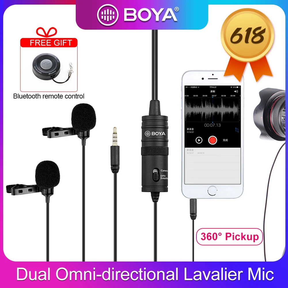 BOYA BY M1DM двойной всенаправленный петличный микрофон Микрофон для цифровых