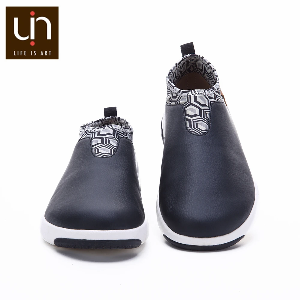 

UIN Verona/Volendam Series Casual Flats Shoes Women/Men Microfiber Leather Shoes Outdoor Sneakers Black/White Fashion Loafers
