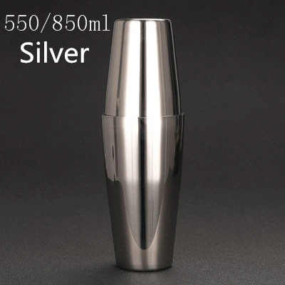 Mirror Silver 550/850 мл Нержавеющая сталь коктейльное Бостон бар шейкер Олово/оловянный пруток комплект принадлежностей для вращающихся инструментов - Цвет: Mirror Silver