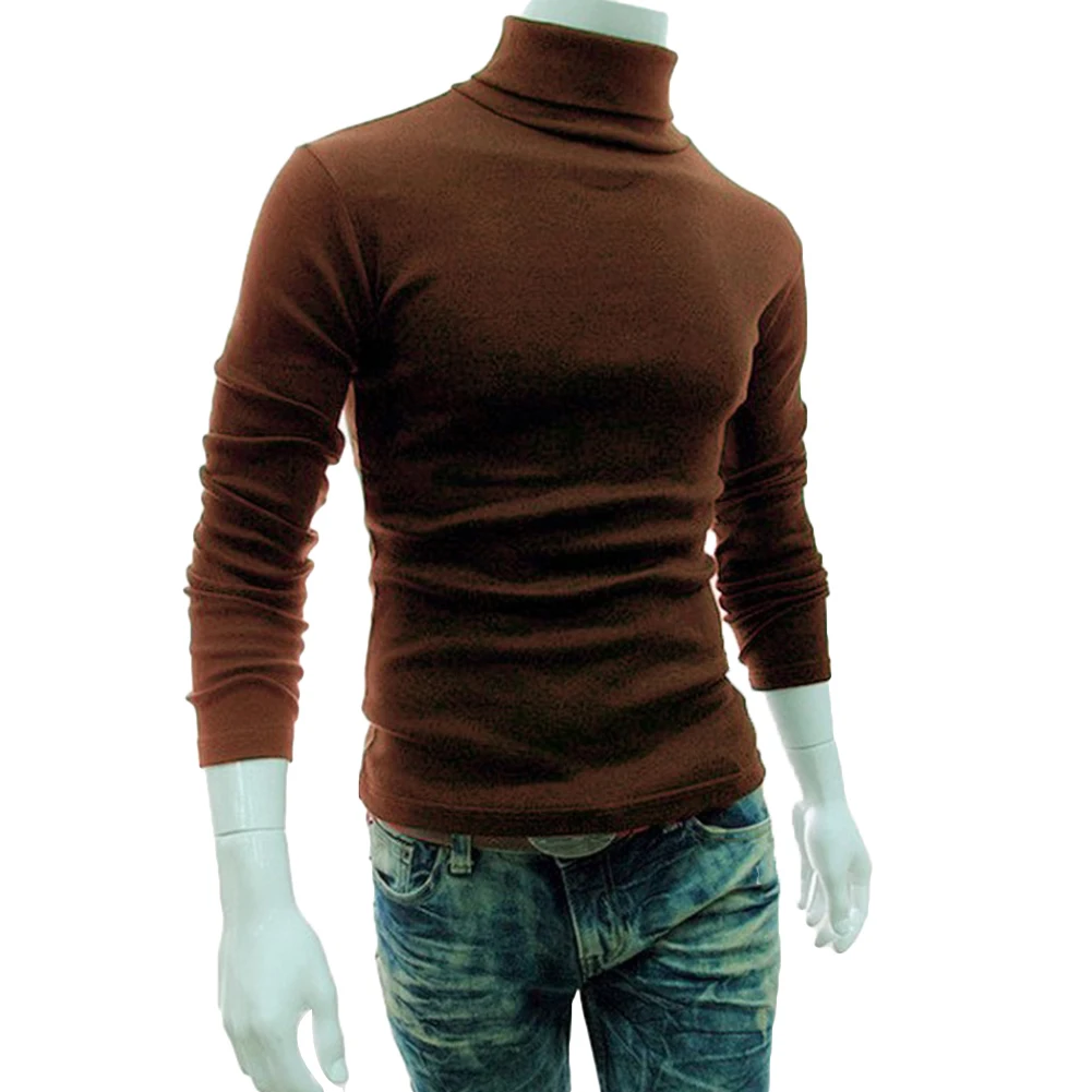 Men Autumn Winter Solid Color Turtle Neck Cotton Pullover Thin Bottoming Shirt Cotton intimate feeling comfortable to wear gifts