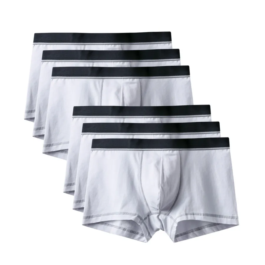 6Pcs A0608 White 6 шт./лот, фирменное качество,, новые модные сексуальные хлопковые шорты, мужские боксеры, шорты, мужское нижнее белье, мужские трусы, мужская одежда - Цвет: 6Pcs A0608 White