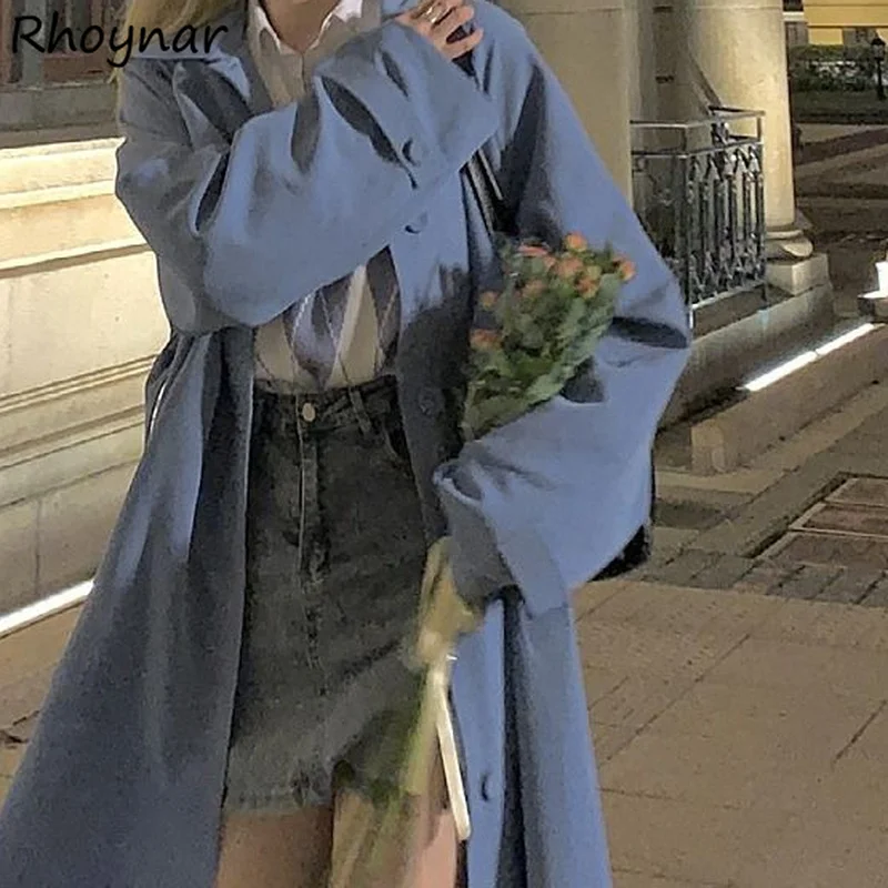 Женский Осенний однобортный Тренч с отложным воротником Новое поступление