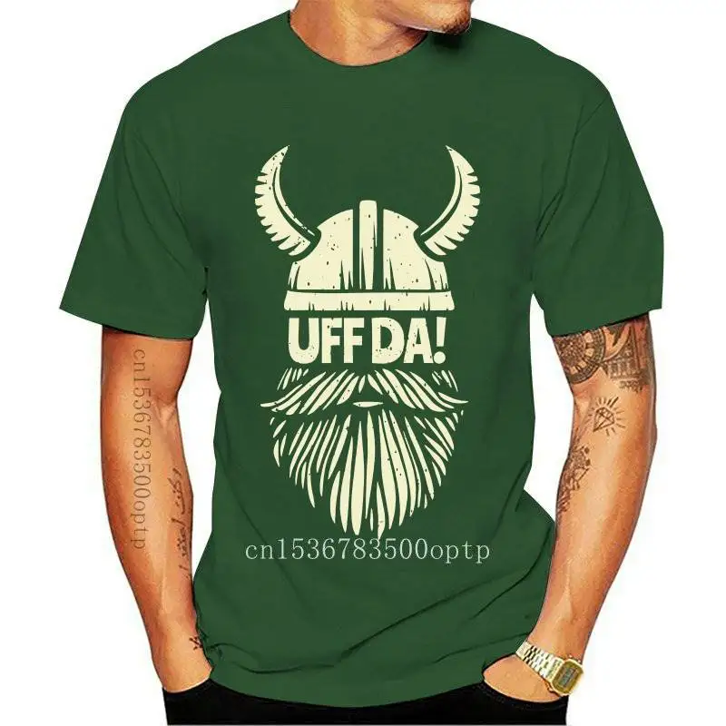 

New Uff Da Norwegian Quote Scandinavian Viking Helmet Beard Man T-Shirt