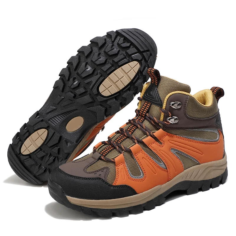 Men's Hiking Boots Waterproof Non Slip Comfortable Work Shoes Outdoor Lightweight Mid Ankle Mountain Trekking Trail Shoes
