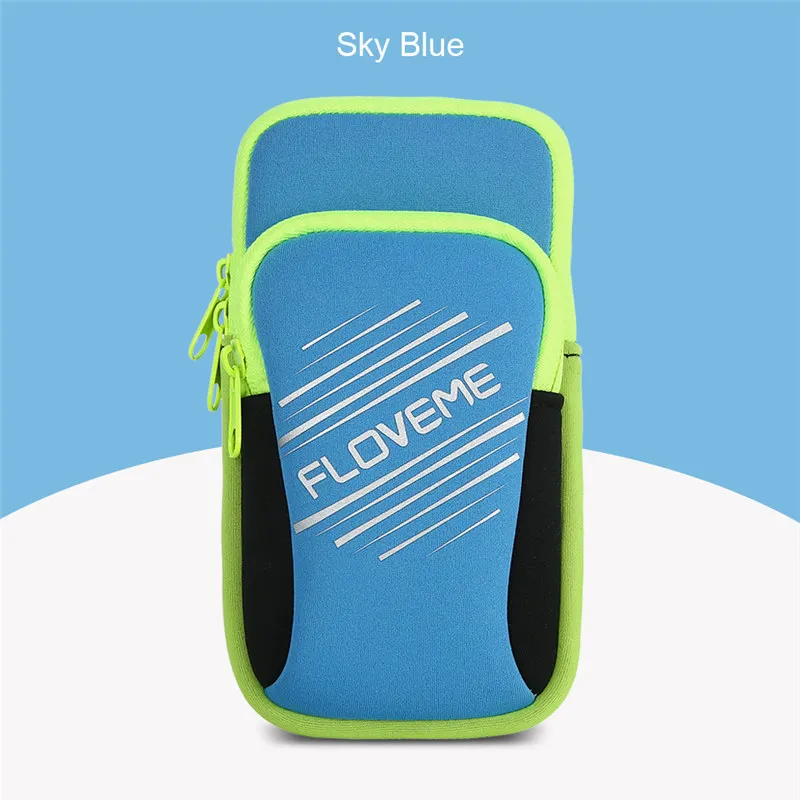 sky blue Floveme 5.5 дюймов Универсальный повязки чехол для iPhone 7 6 Plus x Lycra Sport Бег повязку чехол для samsung телефона для Xiaomi huawei - Цвет: sky blue