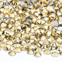 junao ss6 8 10 12 16 20 30 gold hotfix glass rhinestone flat back iron on crystal strass hot fixation stones diamond craft