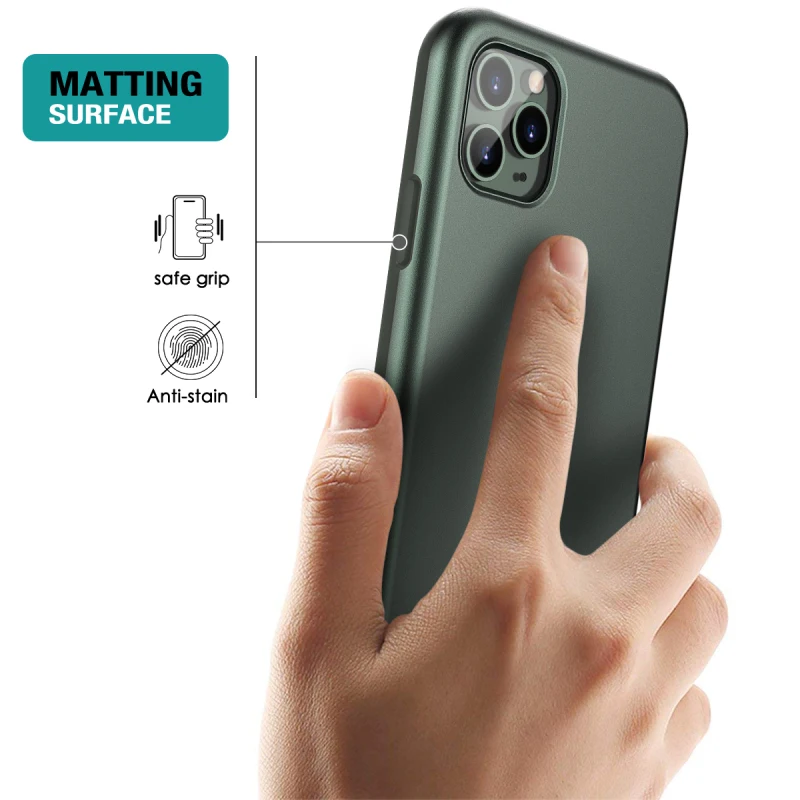 Phone Soft case for iPhone 11 pro Max Case TPU Bumper WITH Built-in Screen Protector Solid color capa Iphone | Мобильные телефоны и