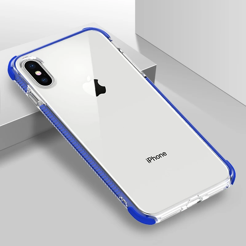 Двухслойный противоударный Прозрачный чехол для iphone 11 Pro X XR XS MAX 10 7 8 6s 6 Plus 6D мягкий