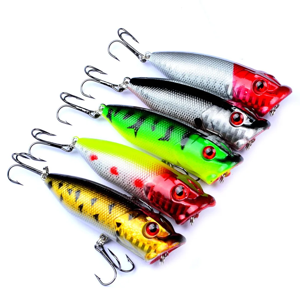 Sea Fishing Popper Hard Bait Wobbler Fishing Lure 73mm 11g 6# Hook Artificial Floating Trailer Ocean Fishing Bionic Carp Tackle