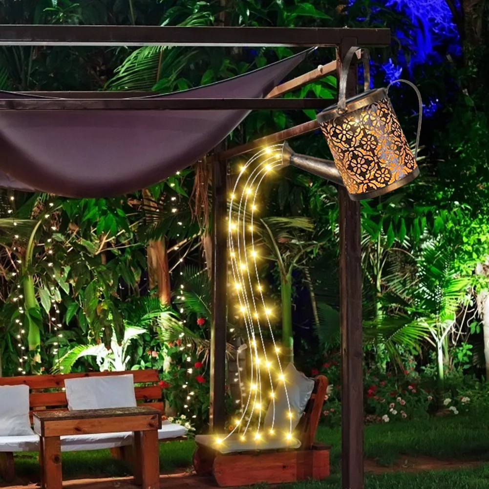 

Solar Shower Watering Can String Lamp Garden Art Iron Sprinkle Kettle Light Outdoor Garden Courtyard Decoration Lamps