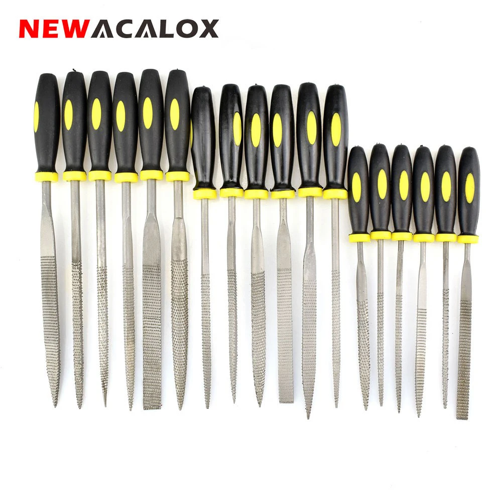 NEWACALOX, 18 шт., мини файлы, набор, Microtech, металл, для подачи, рашпиль, игла, инструмент для наполнения дерева, деревообработка, сделай сам, папка, набор ручных файлов
