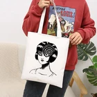 Сумка для покупок Junji Ito женская, модный тканевый саквояж-тоут, большой экологически чистый чемоданчик для продуктов, Студенческая книжная сумочка
