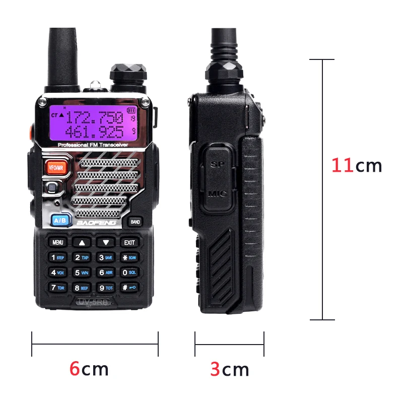 Baofeng UV-5RB UV5RB Portable Walkie Talkie PTT Dual Band Two Way Ham CB Radio Transceiver U/VHF 400-520MHz New UV5R for Hunting