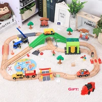 wooden track train set car wash room wooden railway car educational toys compatible for thomas wooden track toys for kids gift