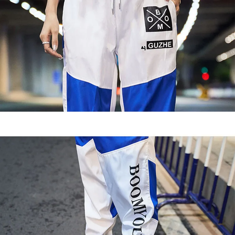 

Summer loose pants women new letter print cargo pant patchwork sweatpants Oversized hip hop streetwear lacing Polyester trousers