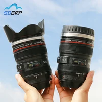 new lens camera cup travel milk juice coffee tea glass mug creative cup stainless steel brushed liner black decoration gift