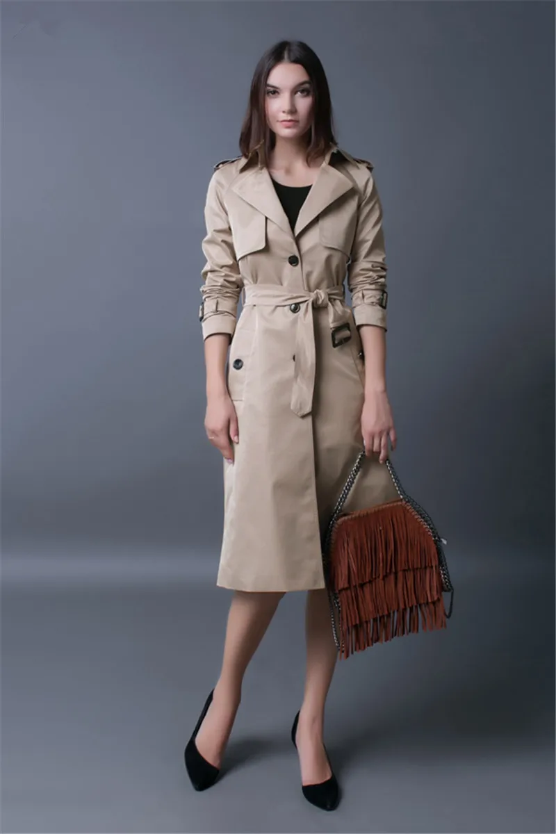 

Style British Women's Coat Trench Female Tunique Longue Coats Windbreaker Trench Coat Para As Mulheres Plus Size