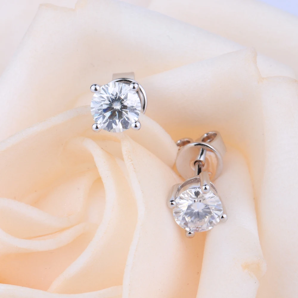 Veryins Sterling S925 5mm Moissanite Stud Earrings Push Back for Women Wedding Gift |