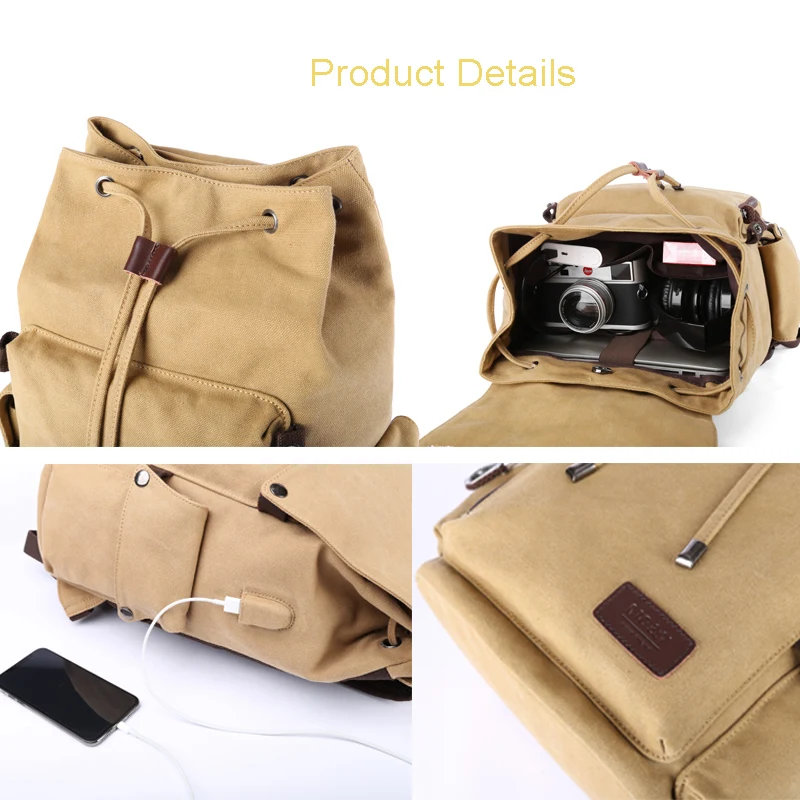 multifunction fashion mens backpack vintage canvas school bag mens travel bags large capacity outdooe travel laptop rucksack free global shipping