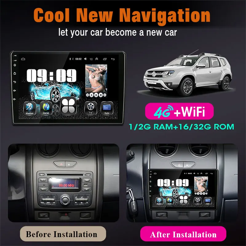 2 din Android Car Radio Navigation GPS For Renault Duster 2015 2016 2017 2018 Multimedia Video Player 2din AM stereo IPS screen |