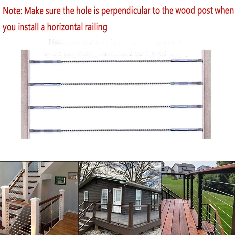 

New 12 Pack Left/Right Hand Thread Swage Lag Screws for Wood Post of 1/8 inch Cable Railing Kit Stair Deck Post DIY Baluster