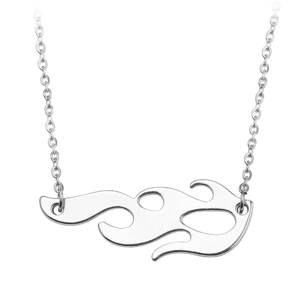 Ожерелье с подвеской в виде пламени из металла серебристого цвета новинка