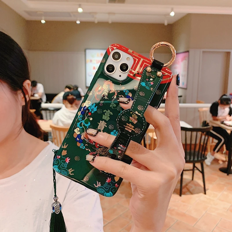 Наручный ремешок чехлы для iPhone 11 Pro XS Max X XR 8 7 6 6S Plus ретро китайский стиль наручный