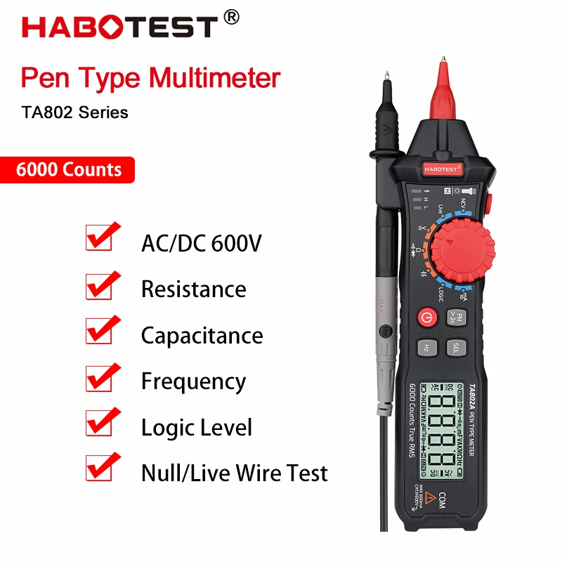Мультиметр в виде ручки профессиональный цифровой автомобильный тестер True RMS AC DC