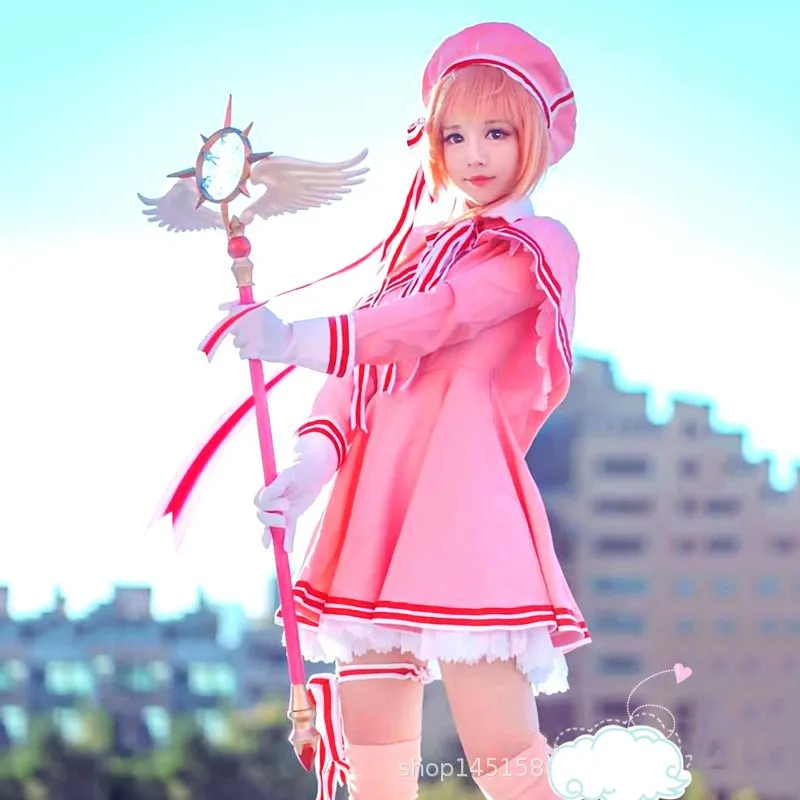 

Аниме карточка Captor Sakura Косплей Хэллоуин Kinomoto Sakura розовое платье