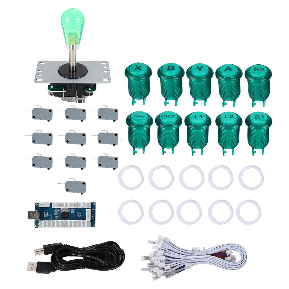 

822B Single DIY Arcade Joystick Accessory Kit for Arcade / Fighting Home Game USB Set in American-Style(Green )