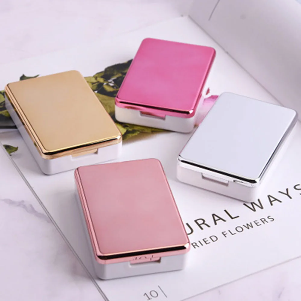 

Plating Mirror Contact Lens Case Myopia Beauty Care Box Simple Double Storage Box Portable Mini Lens Cases Women 9x6.1x2.2cm 75g