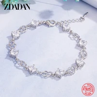 zdadan 925 sterling silver heart shaped white crystal bracelet for women wedding jewelry fashion gift