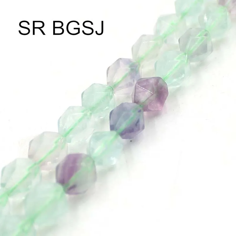 Free Shipping 6mm 8mm 10mm Faceted Round Polygonal Fluorite Natural Stone Loose Beads Strand 14&quot | Украшения и аксессуары