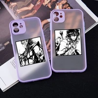 saint seiya anime cartoon phone case purple color matte transparent for iphone 13 12 mini 11 pro x xr xs max 7 8 plus coque